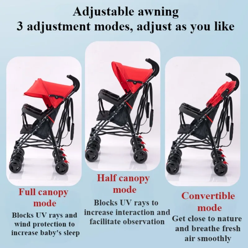 Double Stroller Ultra Lightweight Folding Umbrella Stroller Twin Baby Trolley Cart with Guardrail Double Cup Holder