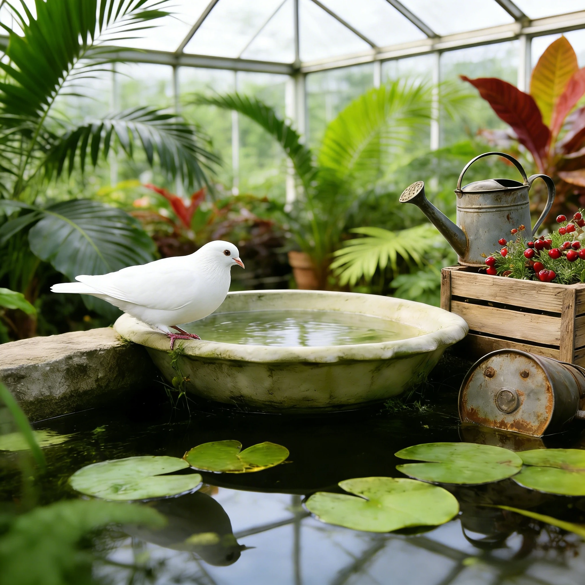 Resin Hand-painted Garden Bird Bath-Retro Stone Decorative Basin For Outdoor Courtyard Water Feature Enchanting Aesthetic Appeal