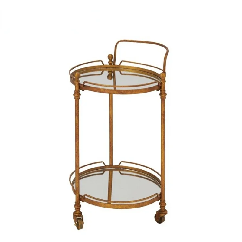 

Irregular shape glass top metal frame trolley bar cart for hotel dining room restaurant