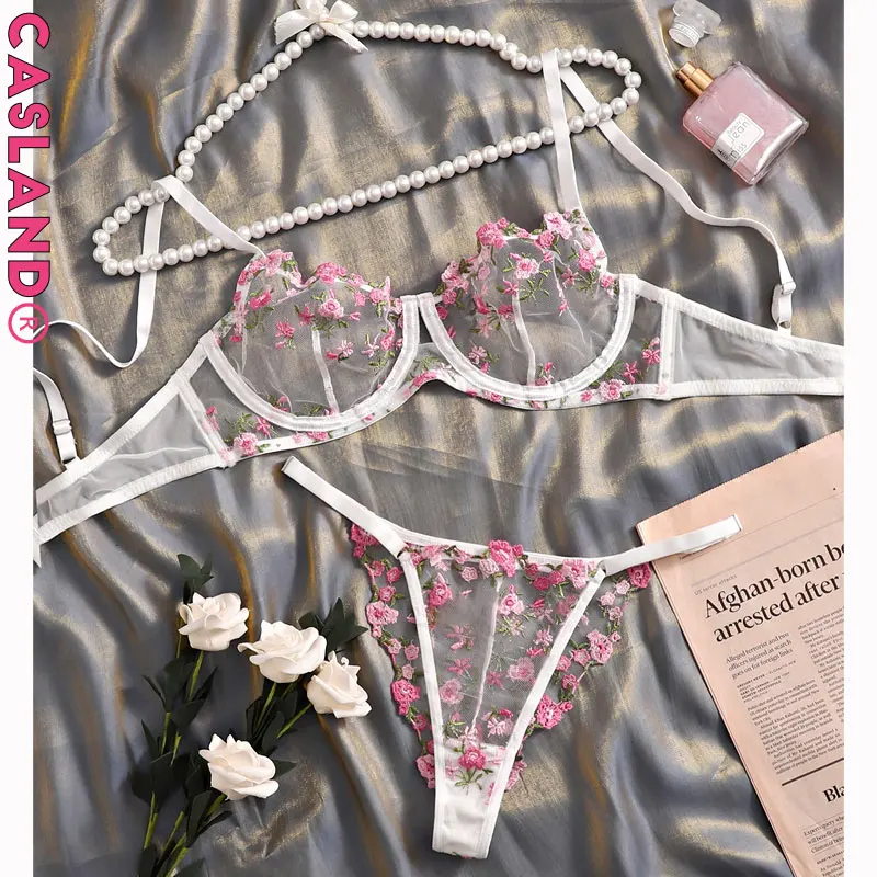 Immagine 4: Set di reggiseni Sexy sfoderati per le donne Ultra sottile trasparente See Through Bralette Set bracciali Push Up con ferretto Mujeres perizoma vendita