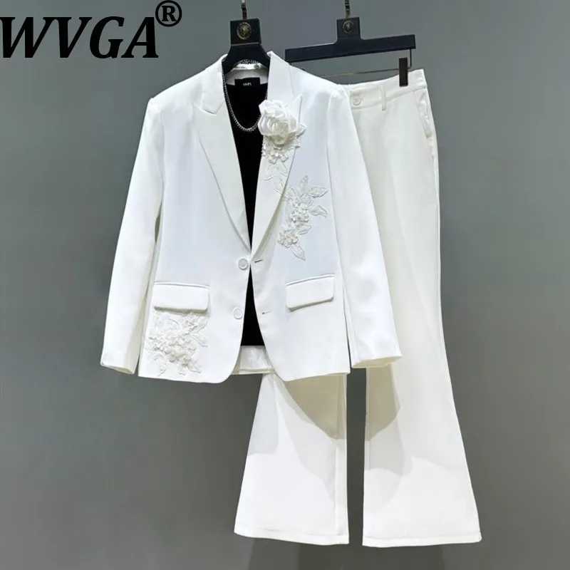 

WVGA Spring Autumn New Man Tide Three-Dimensional Embroidery Trendy Suit Set Niche Chic Casual Blazers Straight Pants Ins W13559