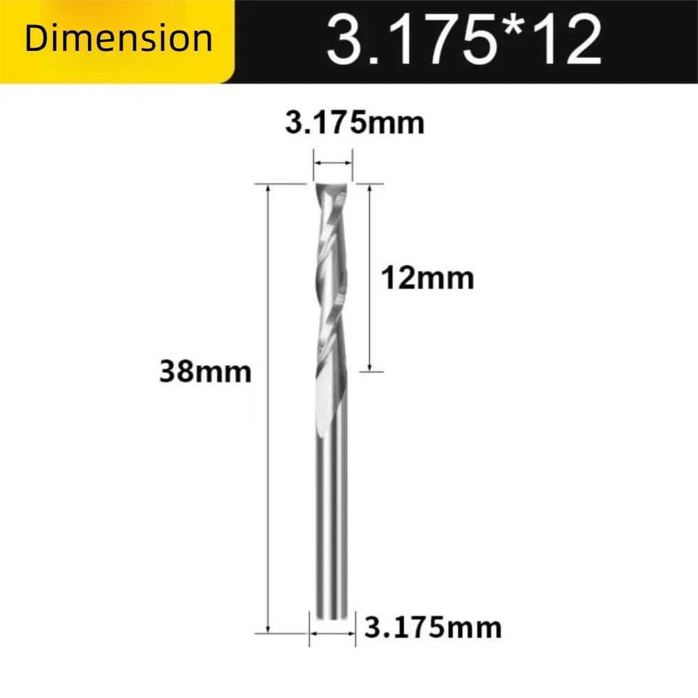 Spiral Design 2 Flute Wood End Mill 1/8
