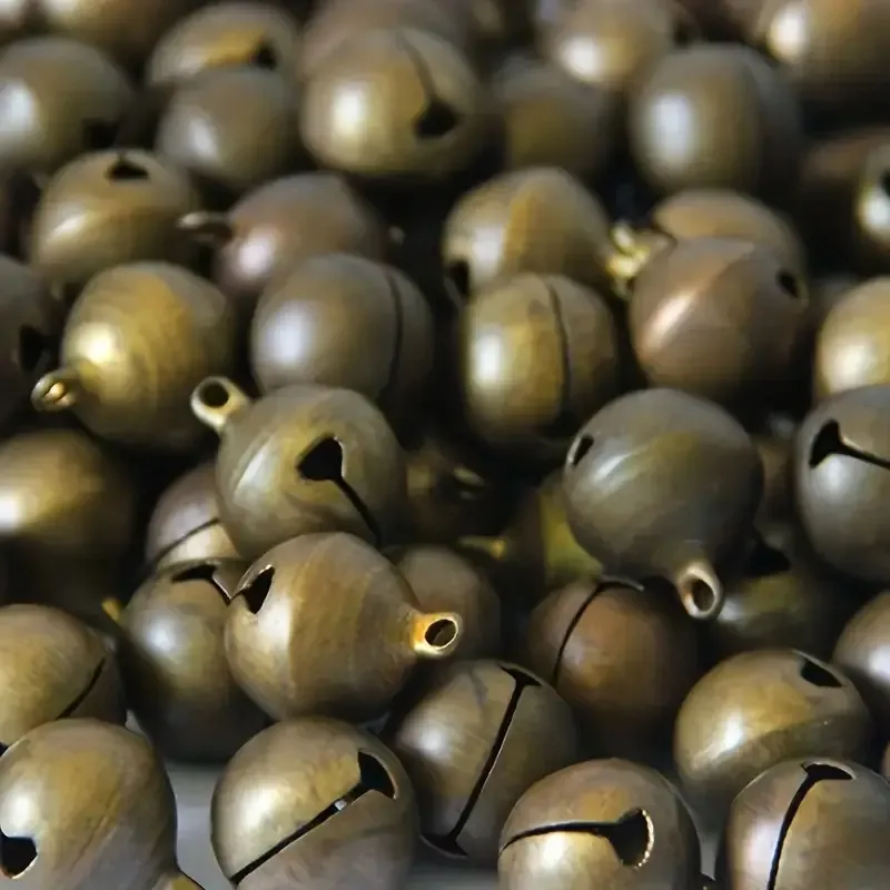 100pcs  Mini Jingle Bell Vintage Bronze Small Elliptical Antique Brass Bell for Crafts and Christmas Halloween Festival Decor