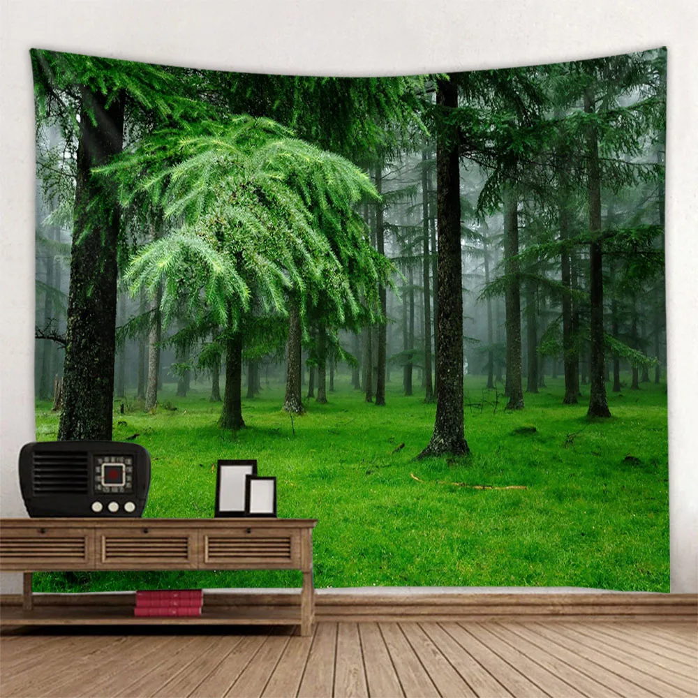 Room Wall Art Scene Forest Tapestry, Hanging Aesthetic Scene, Home Aesthetics, House and Bedroom, Living Room Background Poster