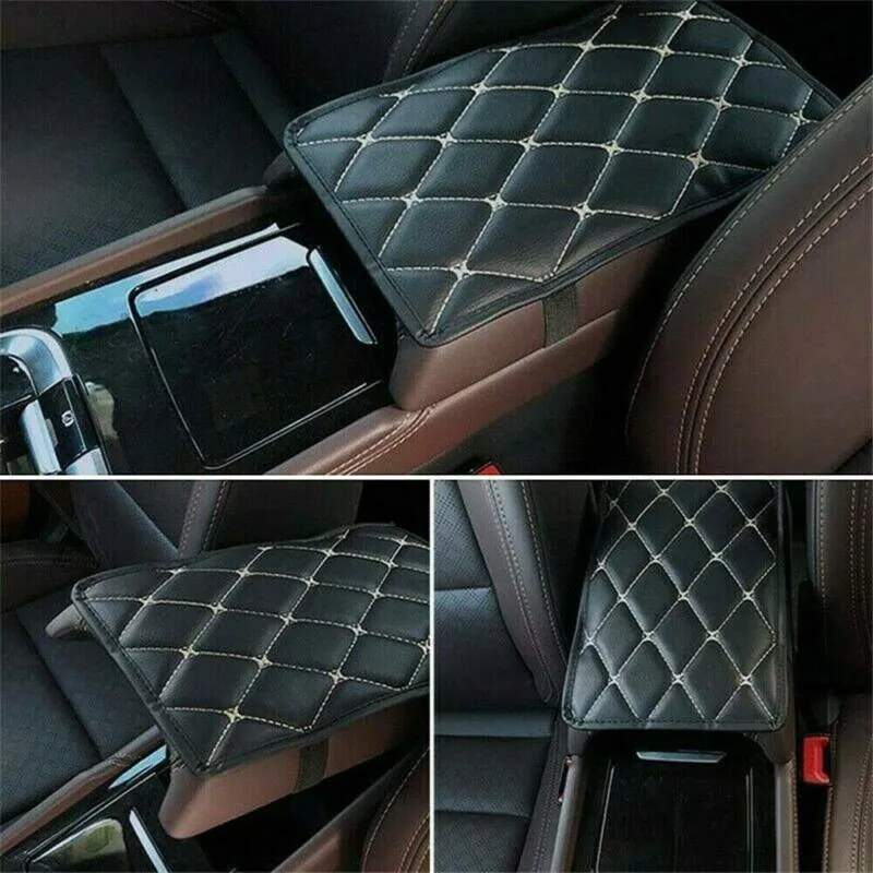 Car Armrest Pad Cover Compatible with Auto Center Console Box Featuring PU Leather Exterior and Sponge for interior Cushion