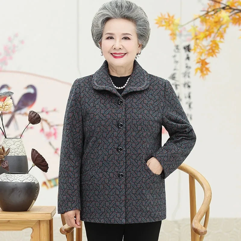 Ouderen Vrouwen Herfst Winterjas Grote Maat Gedrukt Lange Mouw Oma Uitloper Middelbare Leeftijd Moeder Casual Vest Jas 5XL