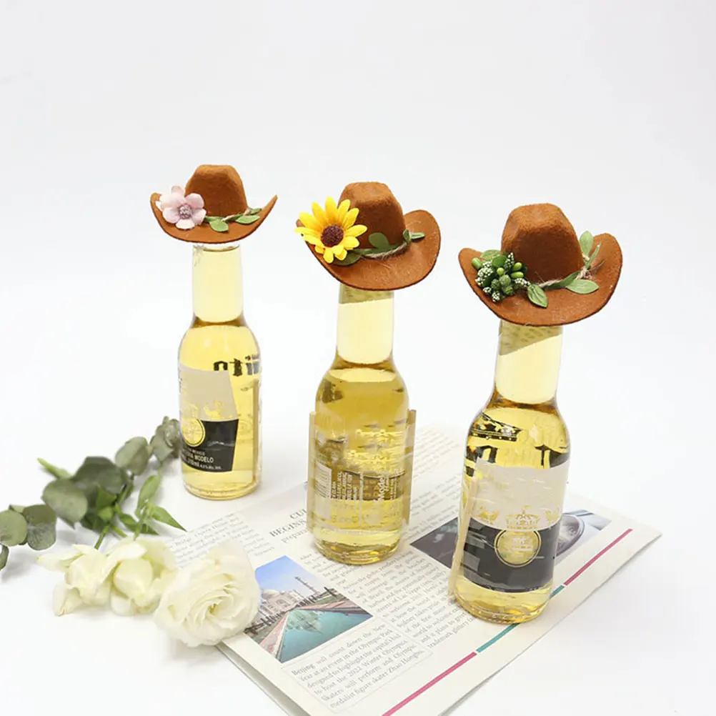 

2Pcs Wine Bottle Cover Tiny Bottle Hats Safe Not Easy to Break Or Fade DIY Crafts Wine Accessory Party Supplies