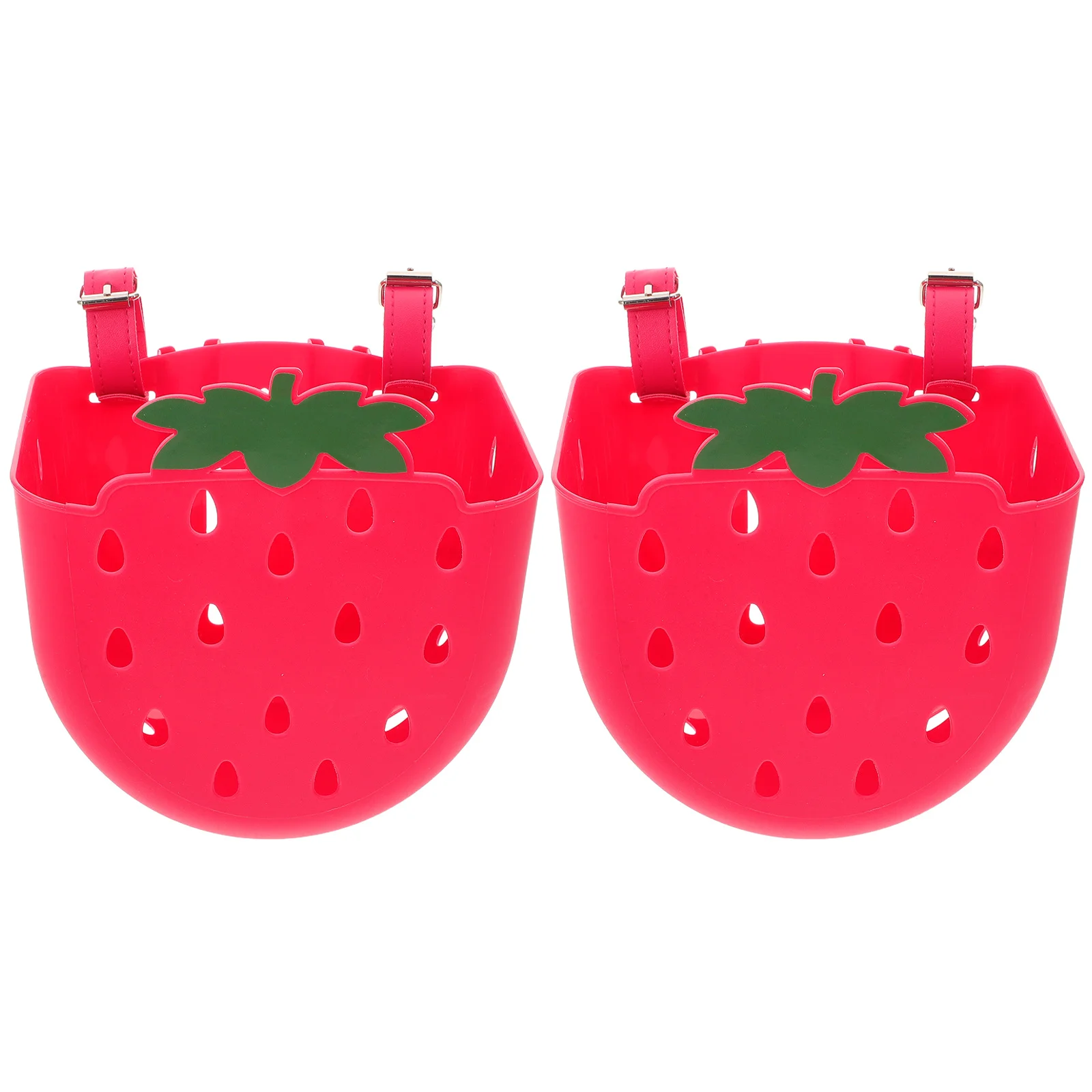 

2pcs Kids Bike Plastic Front-Mounted Handlebar Storage For Bicycles Scooters Tricycles Cute Strawberry Design Lightweight
