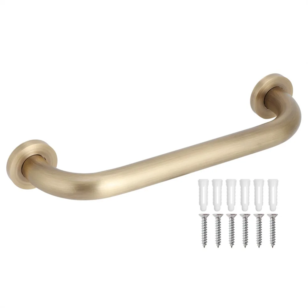 Brass Safety Bathtub Hand Bar Wall Mounted Balance Support Grab Bar Non-Slip Brushed Finish Bathroom Safety Handle For Elderly
