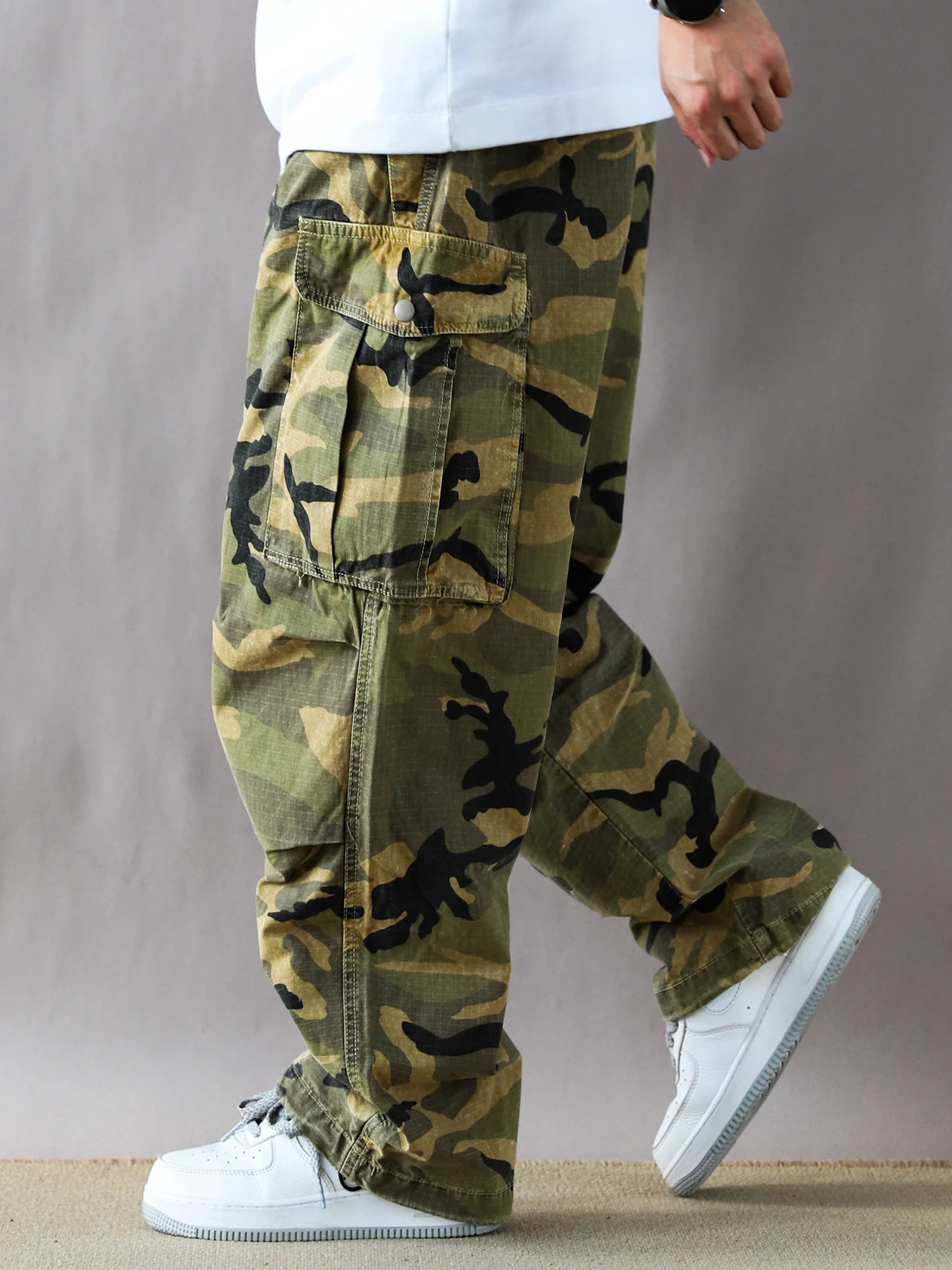 

American Sle Retro Camouflage Work Pants Men's Loose Casual Large Size Khaki Long Trousers Spring Autumn New Trend Brand