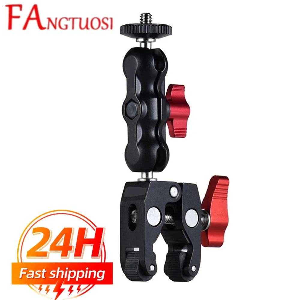 Super Clamp Camera Clamp Mount Monitor 360° Ballhead Magic Arm Double Ball Head Adapter for DSLR Camera/Gopro/LED Lights/phone
