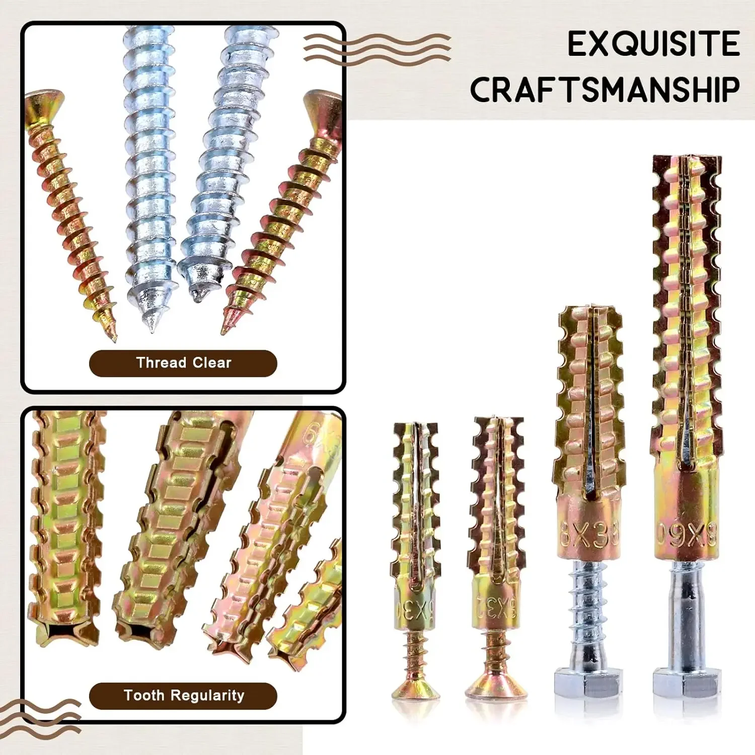 Self-Tapping Screw & Expansion Anchor Kit – High Strength Carbon Steel, Drywall/Concrete, with Expansion Bolts & Connectors