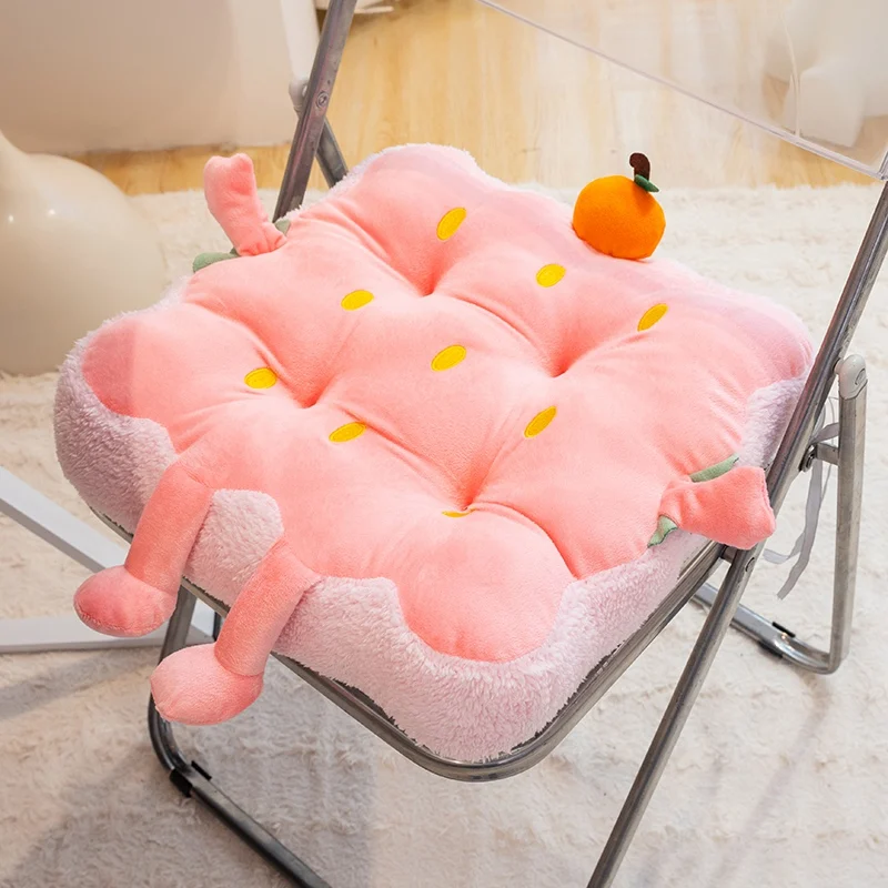 2027 40cm Cute Strawberry Seat Cushion Fruit Pink Strawberry Soft Plush Stuffed Chair Mat For Office Sofa Living Room Home Couch