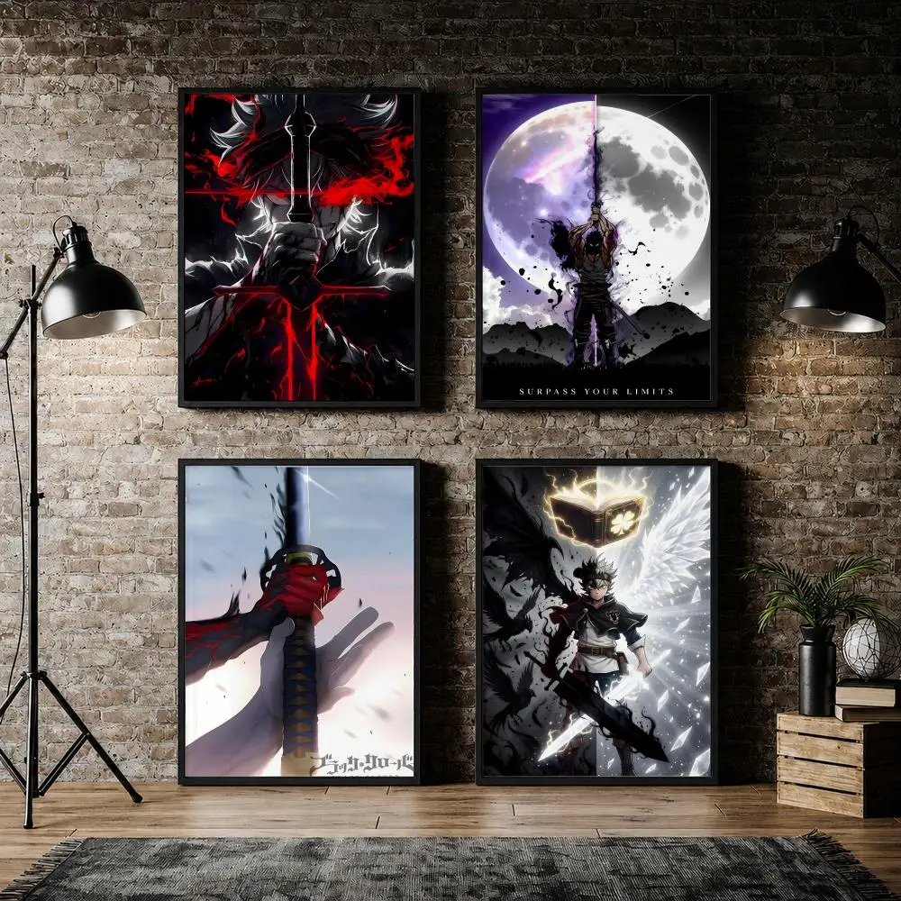 Anime B-Black C-Clover Poster Pvc HD Peel and Stick Modern poster Home Office Living Room Dining Room Wall Decor