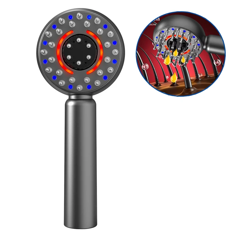 Electric Vibration Massage Comb Red Light Therapy Hair Growth Massage Scalp Brush Anti Hair Loss Liquid Oil Applicator Hair Care