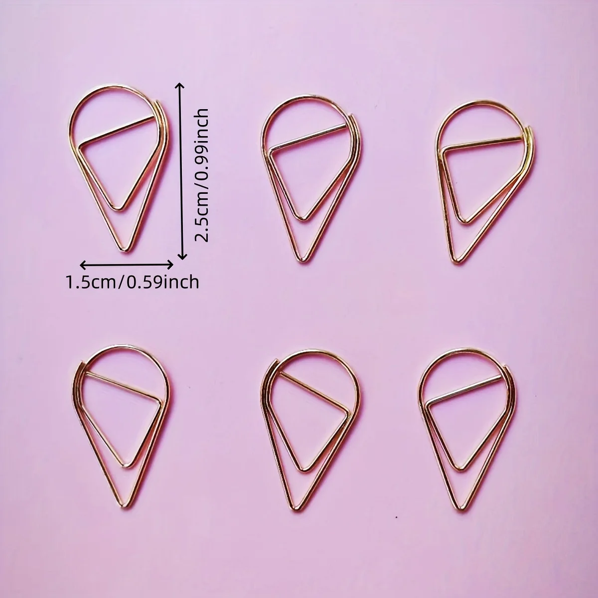 50Pcs Shiny Gold Waterdrop Shaped Metal Paper Clips Kawaii Journaling Office Supplies Desk Decor Christmas Gifts for Best Friend