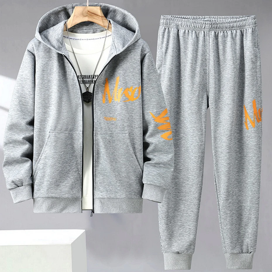 Men's Sets Plus Size 11XL Zippered Hoodie Pants Male Spring Autumn Jacket Suits Fashion Casual Sets Big Size 11XL