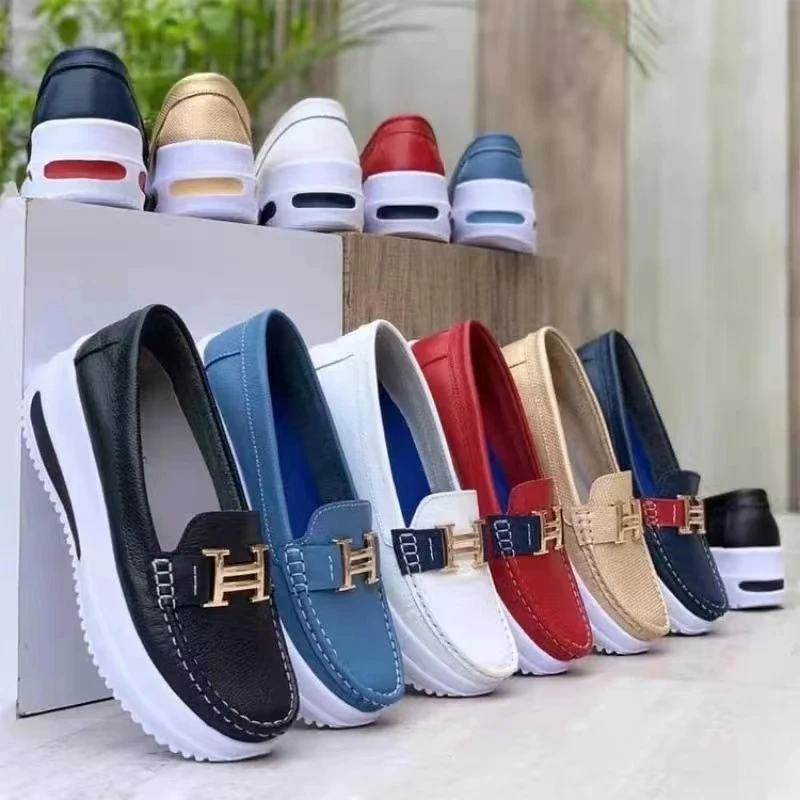 

Women Leather Casual Sneaker Sports Shoes Stylish Skate Loafers Ballet Flat Running Platform Shoes Slip-on Plus Size Comfortable