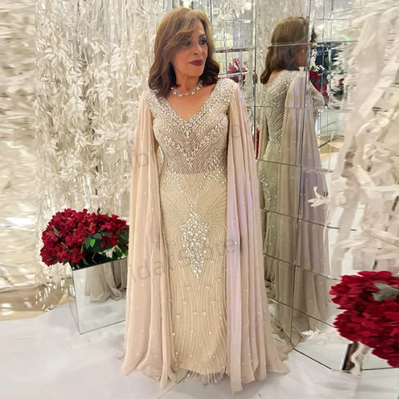 カスタマイズされたスイートカラーのノースリーブマーメイドドレス、シフォンショール付き、豪華なローブ・ド・ソワレ、パーティー用ドレス