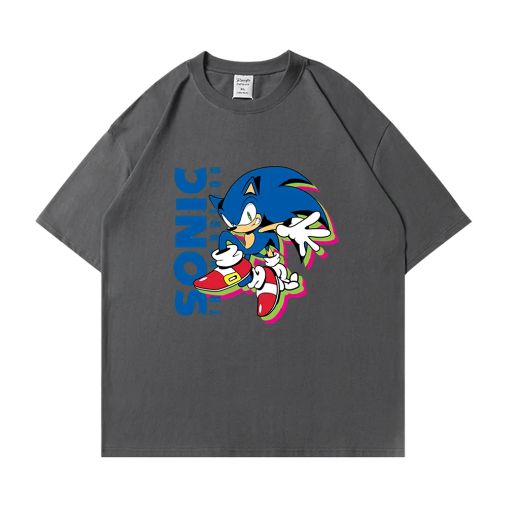 Sonic Top Y2k T-shirt d'été pour hommes et femmes, mode décontractée, ample, manches courtes, vêtements de rue en coton, vêtements de dessin animé