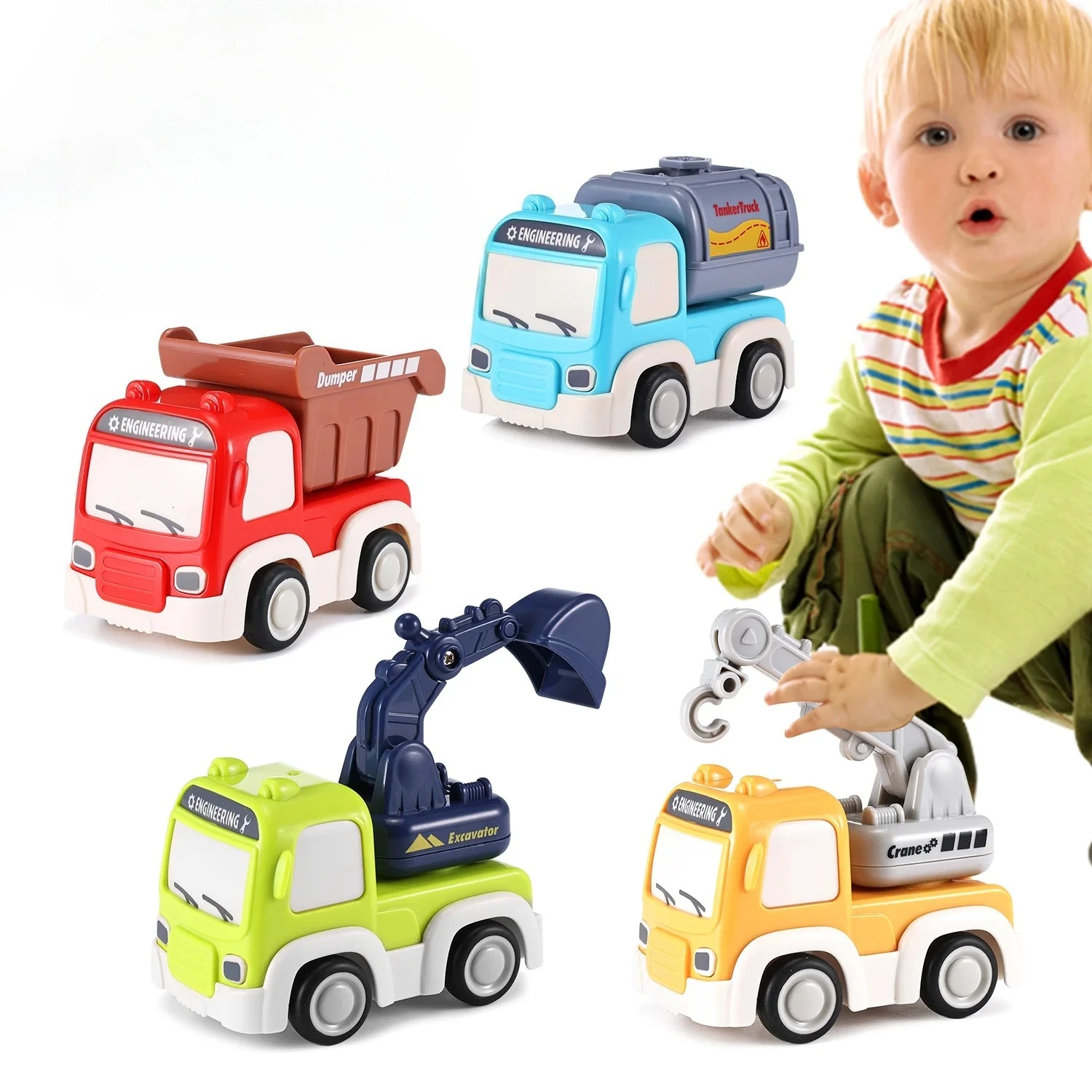 

Pull Back Car Mini Truck Toy Play Construction Engineering Vehicle Educational Preschool for Children Boys Party Favors Gift