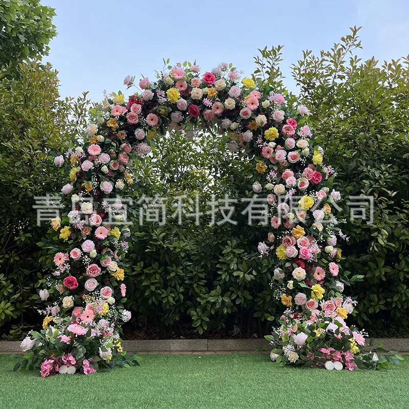 Customized Simulated Flower Arch Purple Wedding Flower Source Factory Phalaenopsis Outdoor Wedding Silk Flower