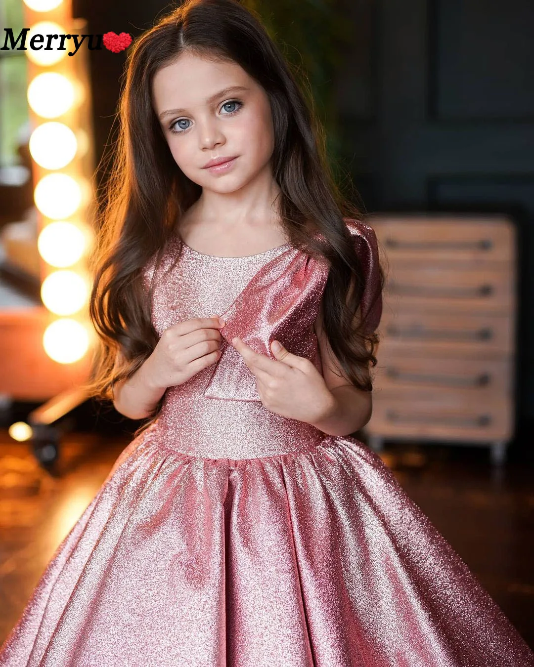 Robe à fleurs pour filles, rose brillant, sans manches, princesse moelleuse, robe de fête d'anniversaire, de concours, de sainte Communion