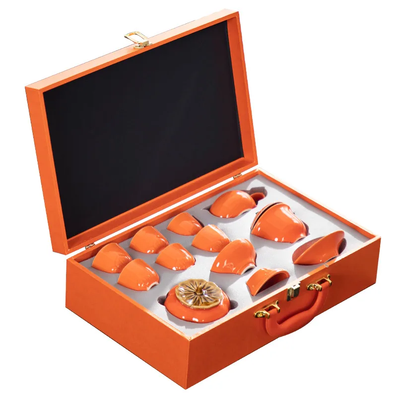 CX travel tea set, persimmon teapot, teacup cover bowl, opening ceremony, small gift.