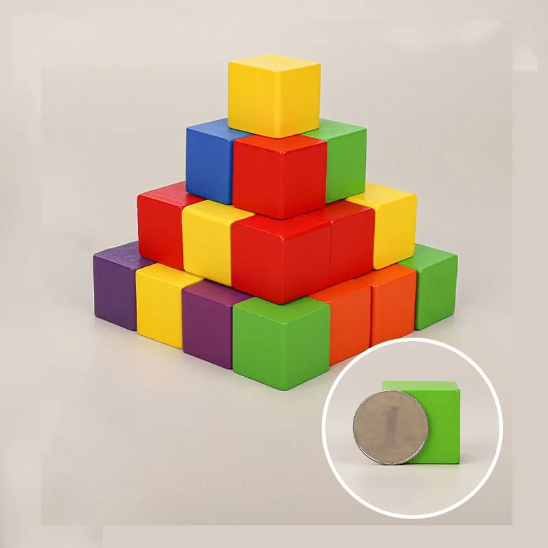 25/50Pcs Colorful Cubes Wooden Building Blocks Stacking Up Square Wood Toy Baby Shape Color Learning Toy for Children 15/20/25mm