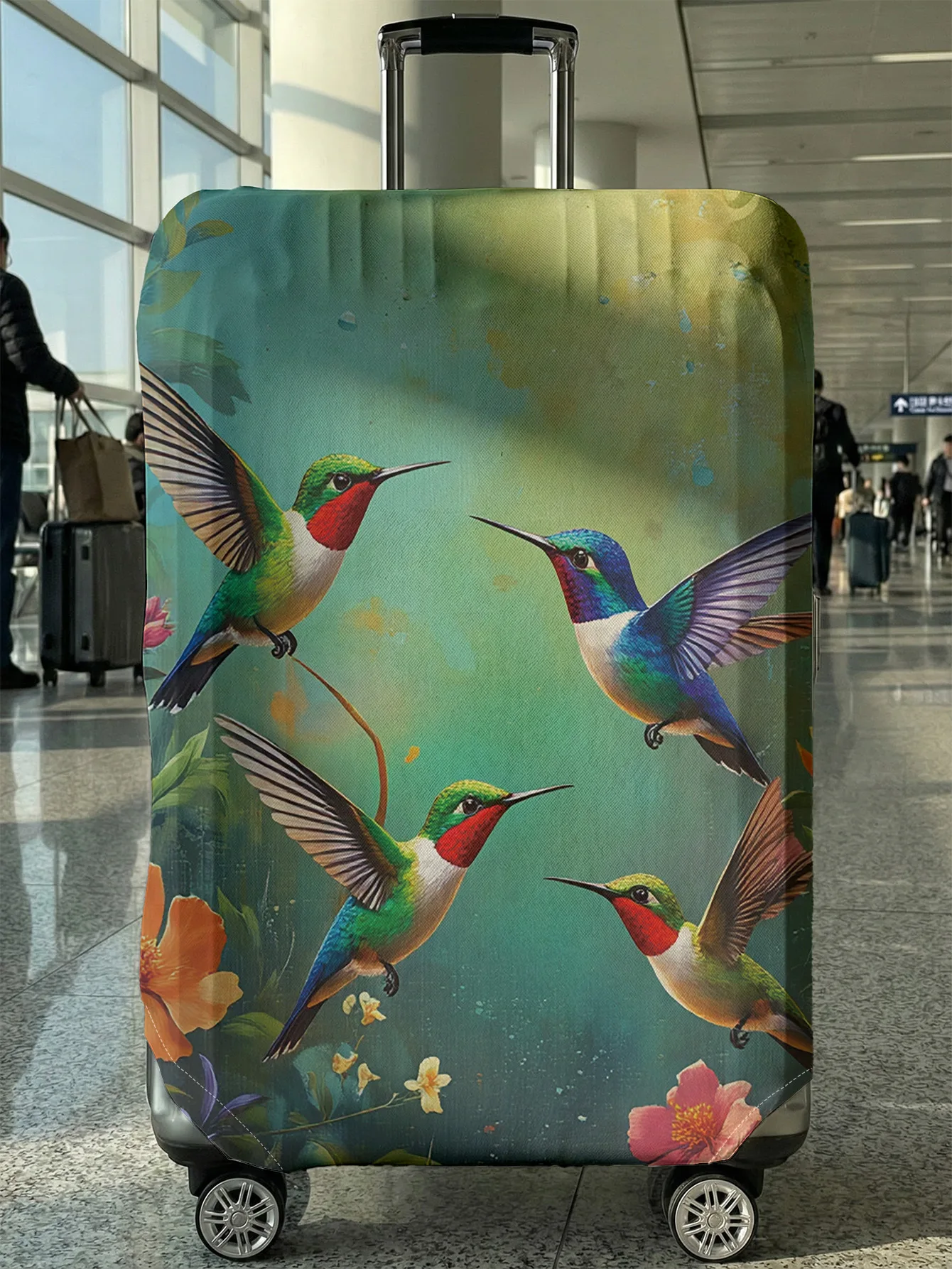 

Green Base Hummingbird Flower Luggage Cover, Suitable for 18-32 Inch Luggage Cover, Luggage Handle Glove, Travel Accessories