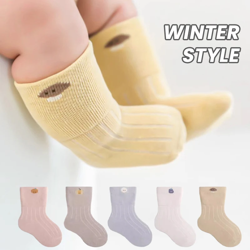 5Pairs 0-5Years Spring Autumn Newborn Toddlers Cotton Socks Soft And Elastic Cuffs Dressed Medias Bebe No Tightness On Legs