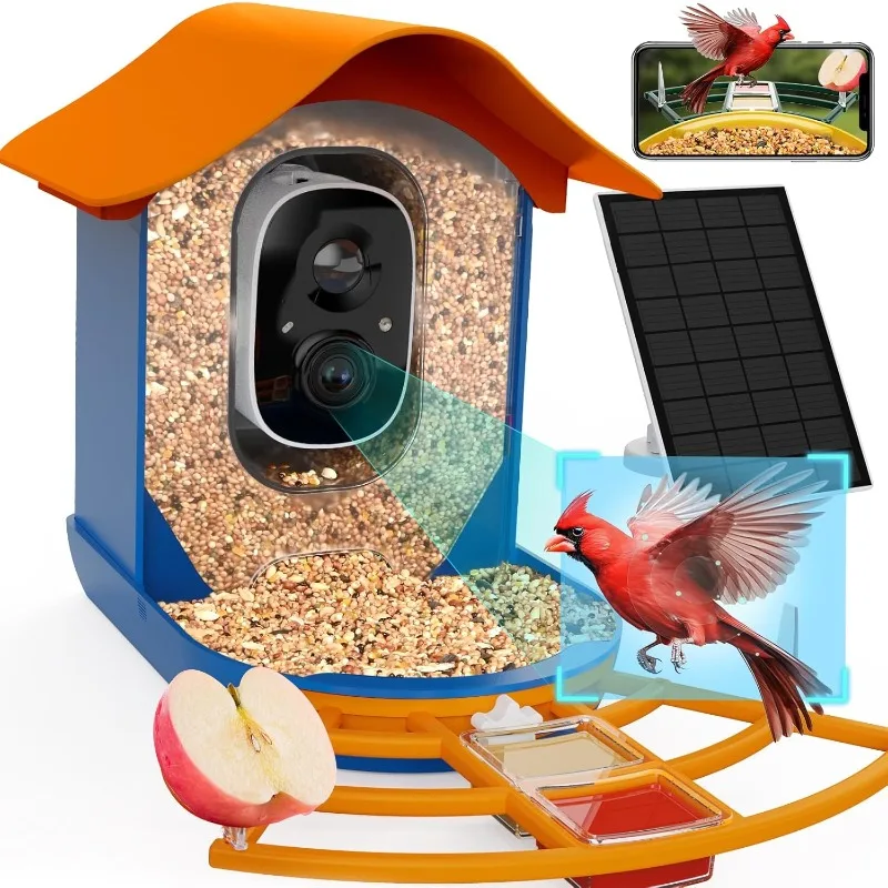 

Smart Bird Feeder with Camera Solar Powered Artificial Intelligence Identification 10000+ Birds Live View