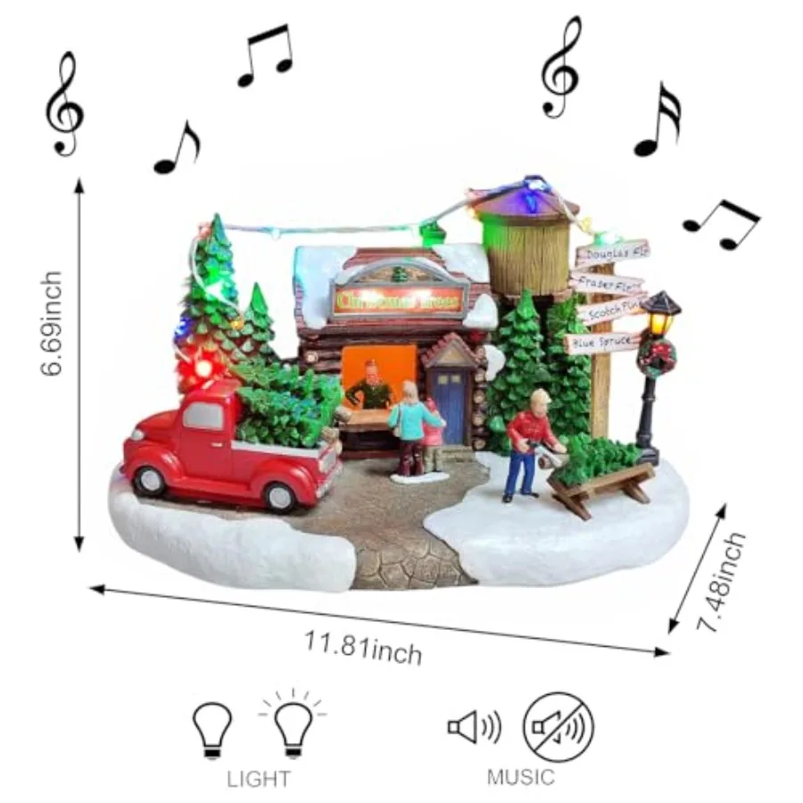 Christmas Village Tree Lot Scene 6.7