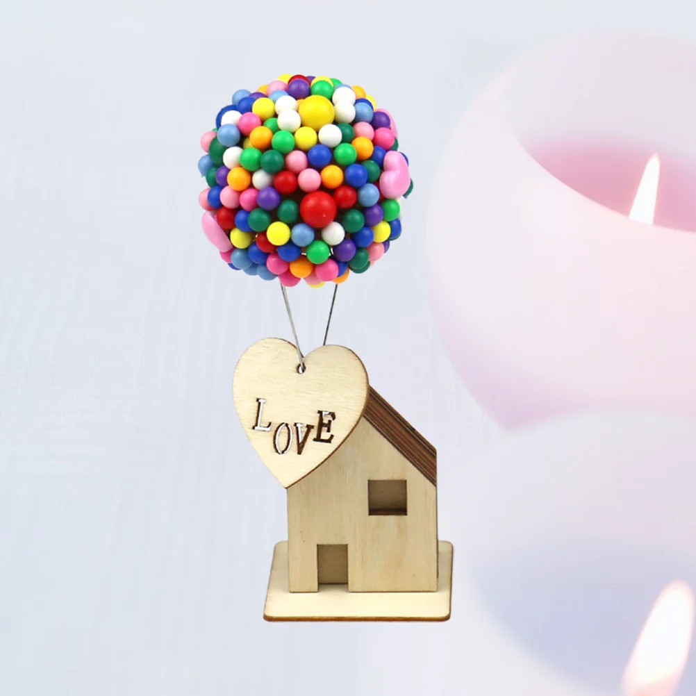 DIY House Model Kit Wood Balloons Ornaments Car Decoration Miniature Bamboo Gift