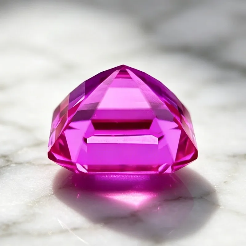 Hochwertiger Laborgezüchteter Saphir in Pink, Asscher-Schliff, Edelstein für DIY-Schmuckherstellung, Hauptmaterialien wählbar, Zertifikat erhältlich. – Detail 2