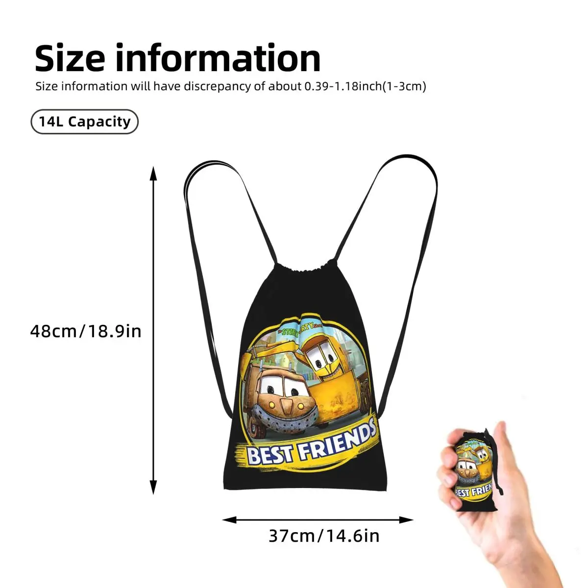 Stinky And Dirty Show Best Friends Drawstring Backpack hiking cycling Bag Lightweight Storage Drawstring Bag for Men Women