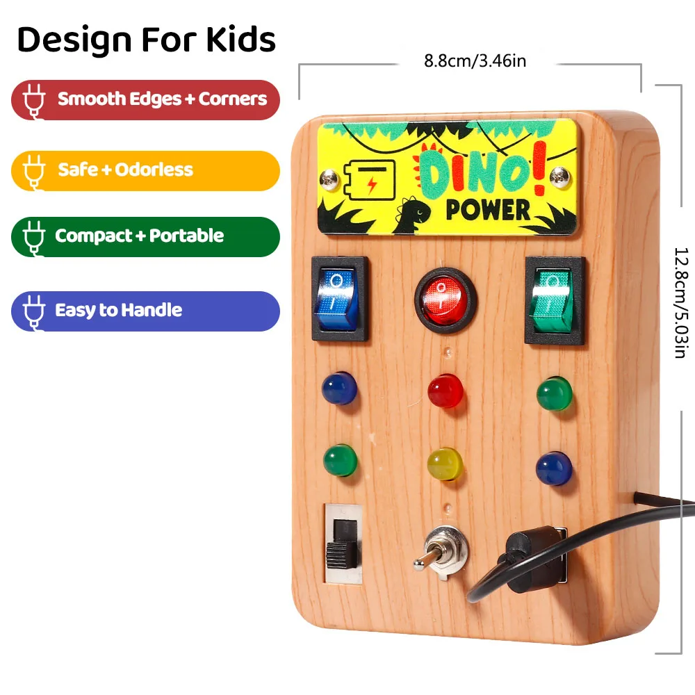 Montessori Busy Board with LED Light Switch and Screwdriver Tool - Sensory Toys for Boys  NO.22-1010