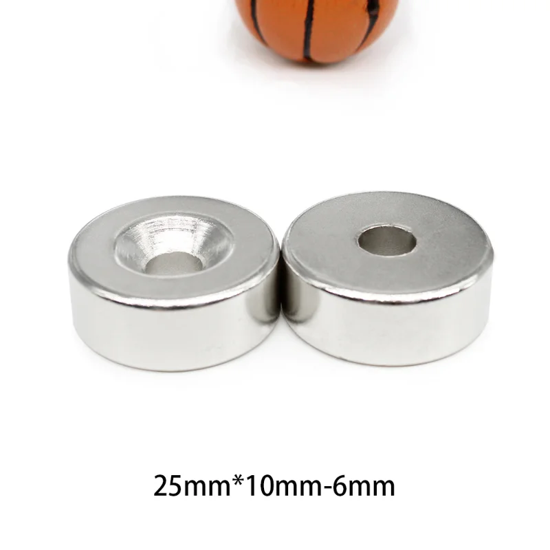 1/2/5/10/15PCS 25x10-6 mm Disc Countersunk Neodymium Magnet 25*10 mm Hole 6mm 25X10-6mm N35 Round Permanent Magnet 25*10-6