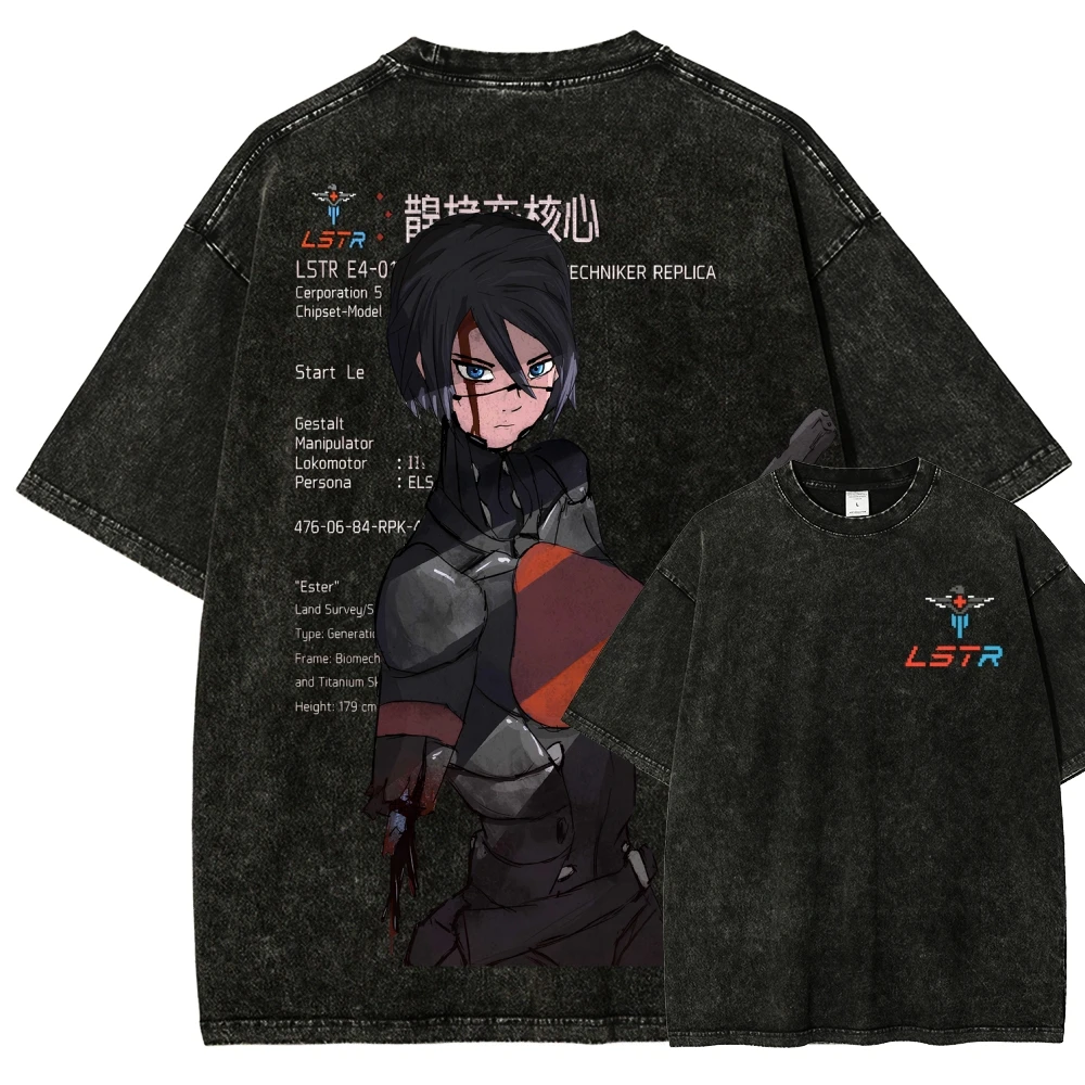 Signalis Game Washed T‑shirt Men Women Sci‑fi Horror Character Graphic Tee Streetwear Unisex Short Sleeve Casual Summer Tops