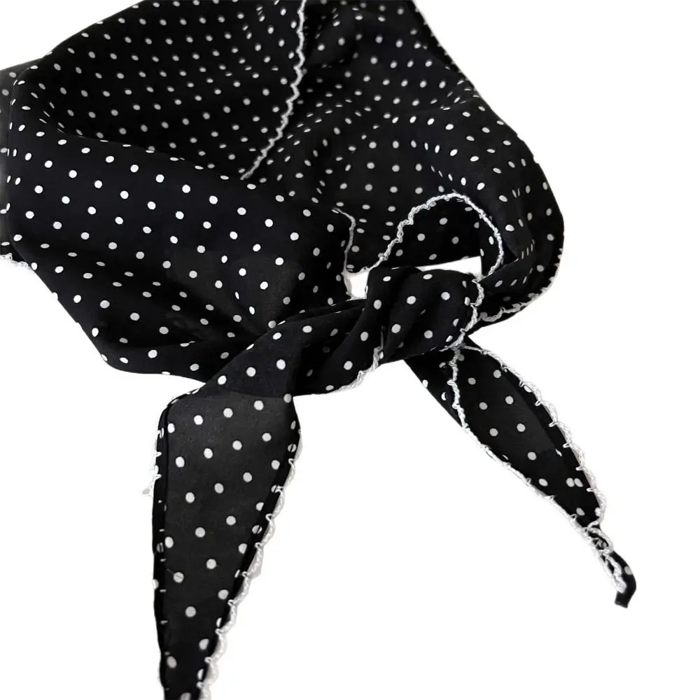 New Silk Triangular Hair Band Breathable Sun-Proof Dot Headband Dot Printing Versatile Sunshade Scarf Summer