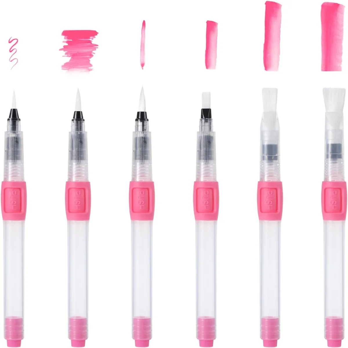 AA98 6Pcs Brushes for Painting Watercolor Brush Fountain Pen Nylon Paint Brush Set for Calligraphy Art Supplies Pink view 5