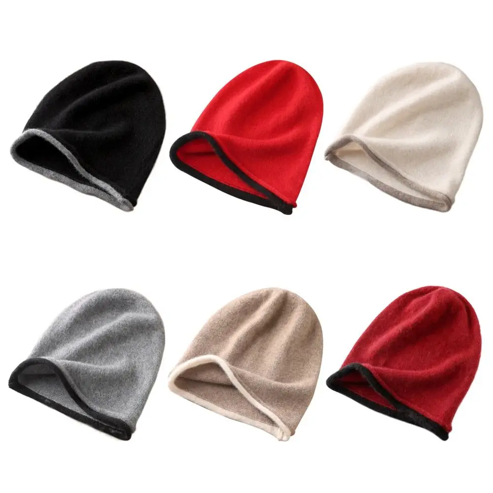 Casual Soft Winter Hat Curly Brim Thickened Wool Hat Warm Lining Windproof Bean Cap Men Women