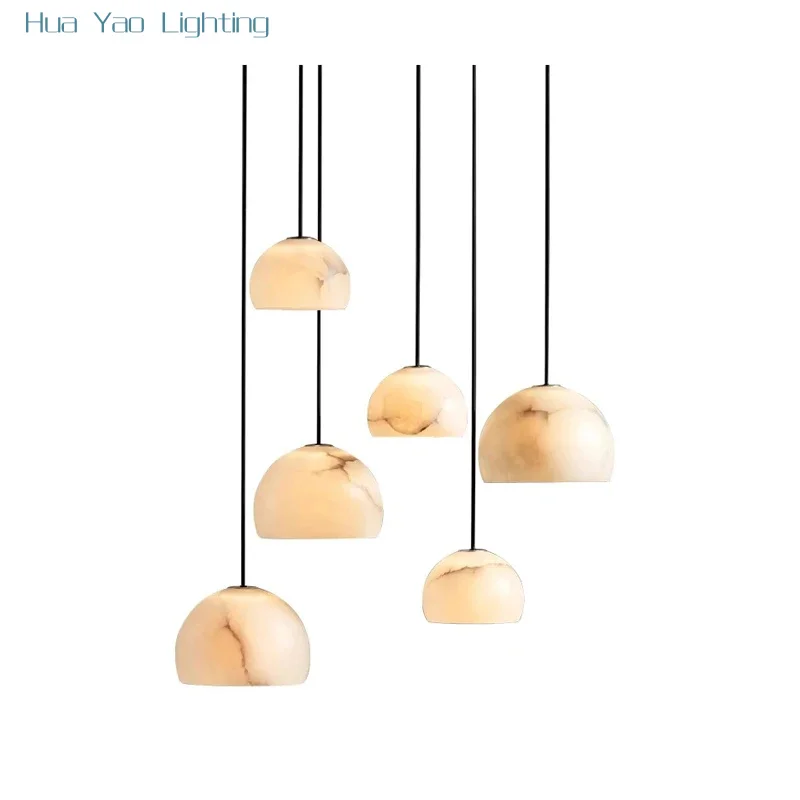 2026 Trendy Marble Collection LED Dimmable Hanging Lamps Chandelier Lighting Lustre Suspension Luminaire Lampen For Living Room
