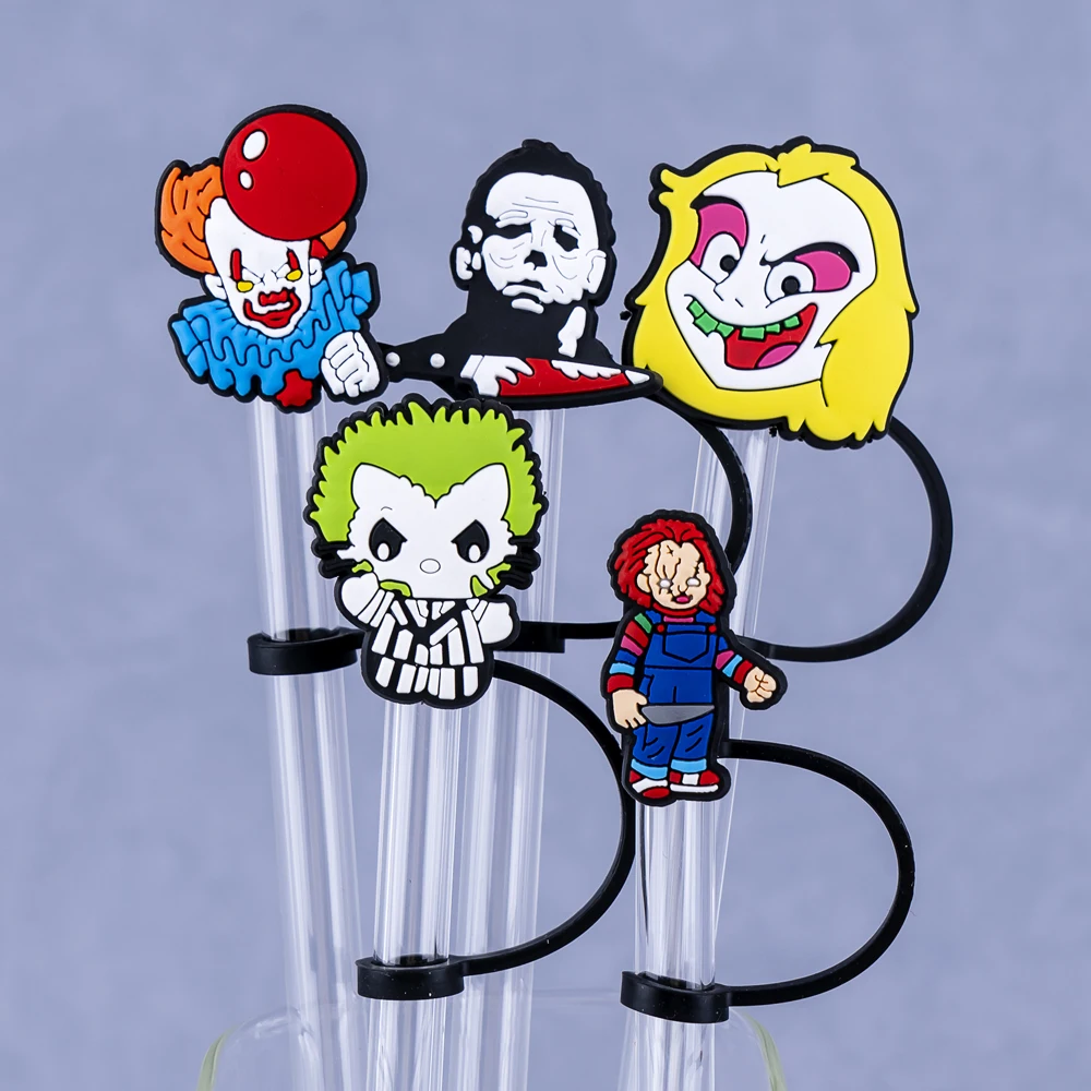 1 قطعة غطاء من القش على طراز الرعب ملحقات الأكواب ، سيليكون 8 مللي متر سبلاشبروف القش توبر ، الغبار القش تلميح سحر