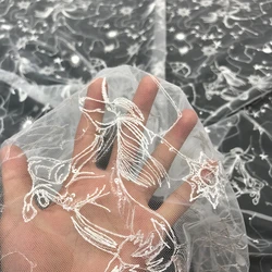 Star Celestial Embroidery Unicorn Sequin Lace Fabric Tulle Mesh Cloth for Sewing Dress Shirt Fashion Material