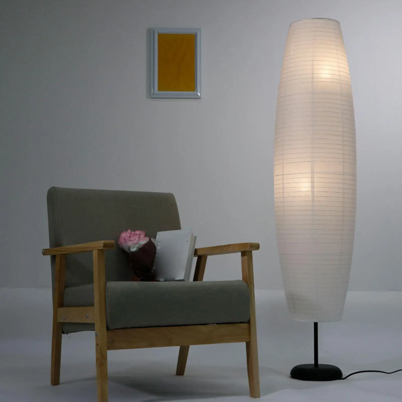 White Rice Paper Floor Lamp Shade Japanese Style Standing Lamps Simple 100x32cm Light Cover Lampshade for Home Hotel Bedrooms