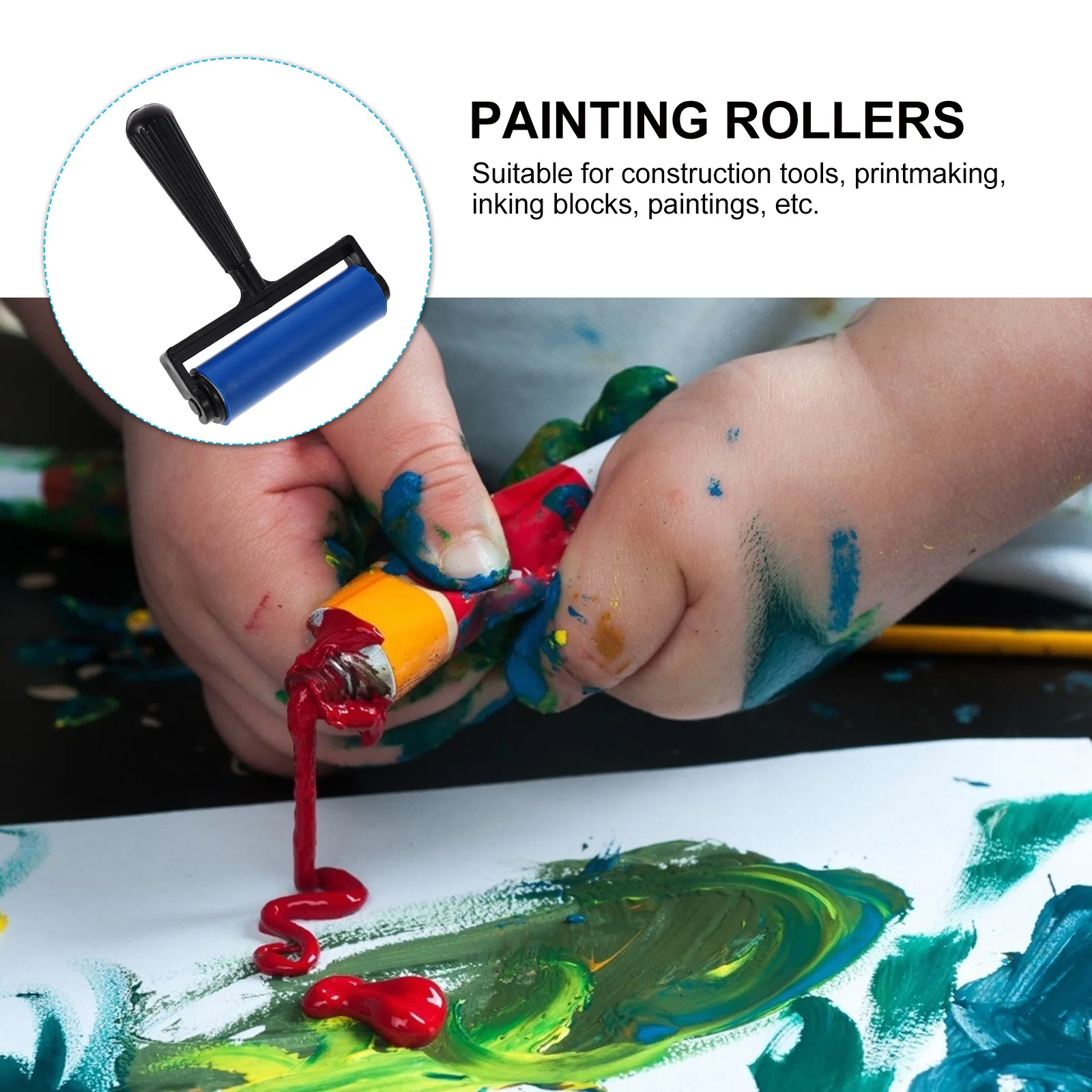 

2Pcs Plastic Ink Rollers Durable Glue for Diamond Drawing Printmaking Crafting Tools Diamond Drawing Rollers