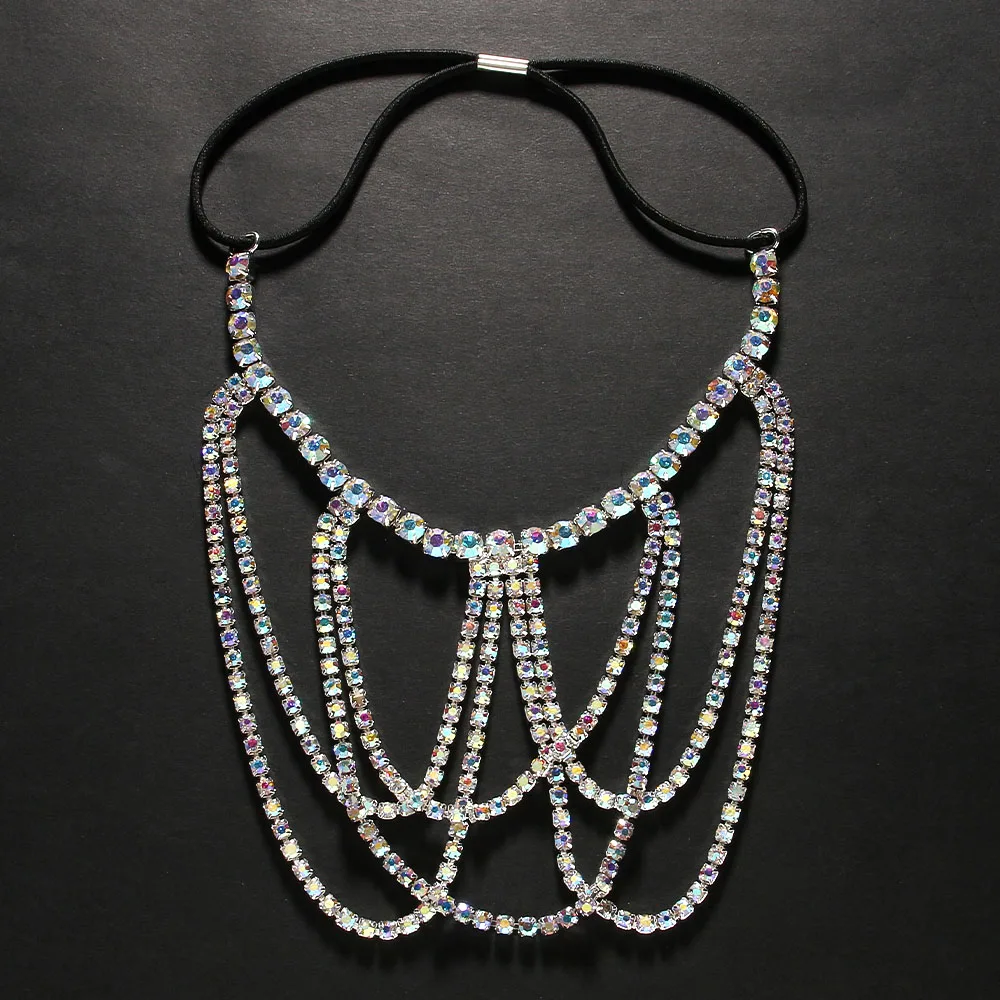 Stonefans Glitter Multilayer Thigh Chain Elastic Rope Body Accessories Fashion Women Colorful Rhinestone Leg Jewelry Belly Dance