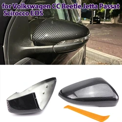 High Quality Side wing mirror cover cap Carbon Fiber Pattern Black for Volkswagen VW Beetle CC Eos Passat Jetta Scirocco