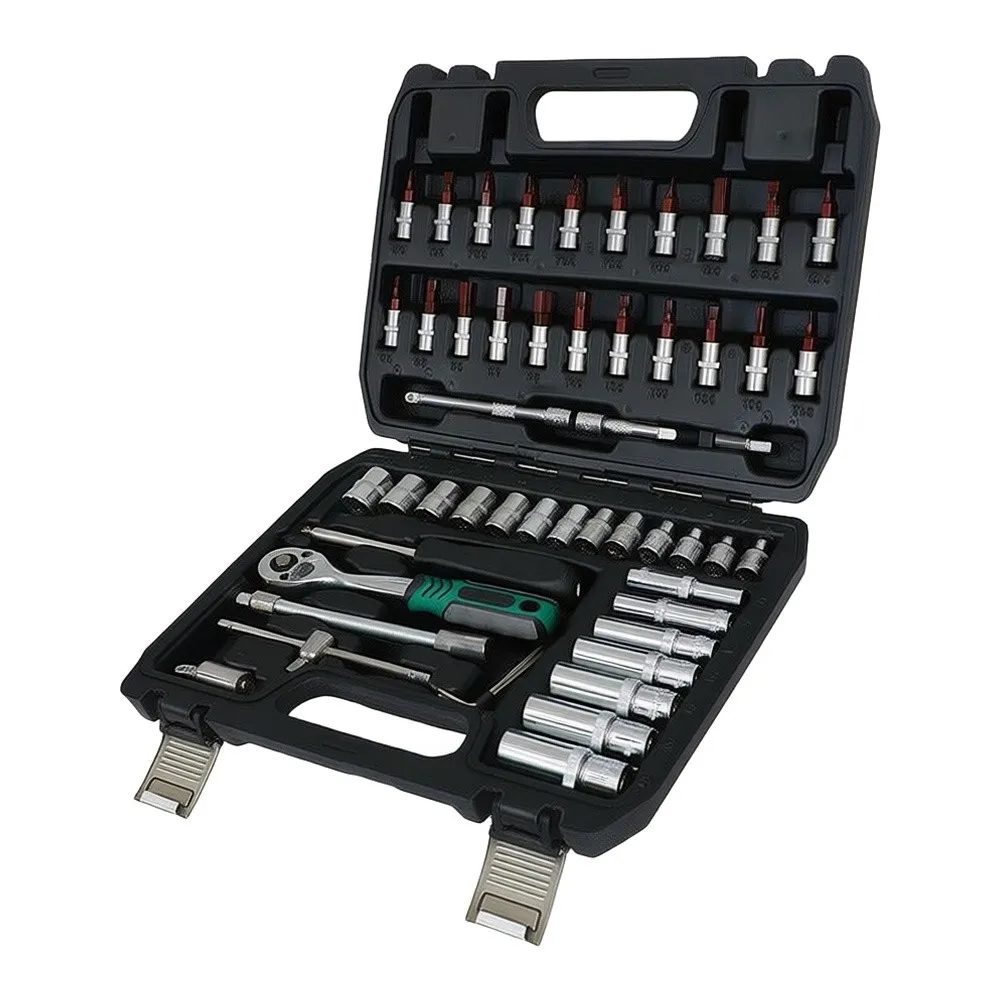 53Pcs 1/4 Inch Socket Ratchet Wrench Set 72 Tooth A'lloy Steel Repair Tool Kit With Storage Case For Auto Motorcycle DIY Home